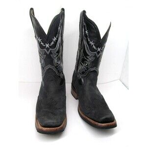 Chaparral Boots Mens Black Leather Western Rubber Sole Boots US 7.5  MEX 26 1/2